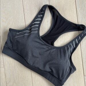 Gray Racerback Sports Bra with Cutout Details